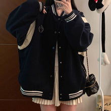 画像をギャラリービューアに読み込む, 原宿系スタイル ファッション おしゃれスボールジャケットスタジャンアウタージャケットストリートHIPHOPメンズ奇抜派手ワッペン大きいサイズバイカラーヒップホップ