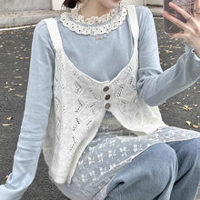 画像をギャラリービューアに読み込む, 3点セットアップキャミニットとレーススカートと长袖Tシャツかわいいセットガーリー