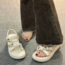 画像をギャラリービューアに読み込む, オールマッチファッションサンダルビーチシューズプラットフォームプラットフォームローマンシューズクロスベルト バタフライモチーフ プラットフォーム サンダル