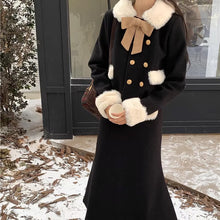 画像をギャラリービューアに読み込む, 2点セットアップ厚手のウールジャケットロングスカート女性の秋 2024年の新しいファッション韓国っぱ