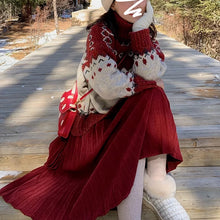 画像をギャラリービューアに読み込む, かわいい韓国っぱタートルネックセータークリスマス洋服レッドトップス