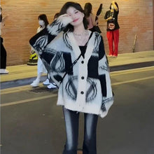 画像をギャラリービューアに読み込む, Vネックニット カーディガン トップス韓国ファッションゆったりカジュアルセーター