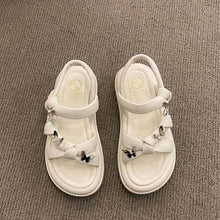 画像をギャラリービューアに読み込む, オールマッチファッションサンダルビーチシューズプラットフォームプラットフォームローマンシューズクロスベルト バタフライモチーフ プラットフォーム サンダル
