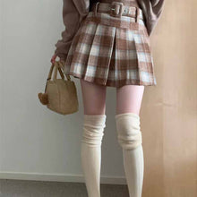 画像をギャラリービューアに読み込む, 小柄な人向けの新しいスタイルの A ライン プリーツ スカート、カレッジ スタイルのハイウエスト チェック柄ウール スカート、レトロな痩身スカート