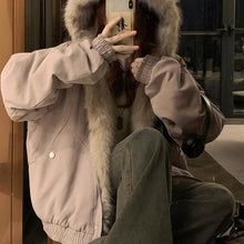 画像をギャラリービューアに読み込む, 韓国系ファッション迷彩ミリタリー刺繍ワッペン厚手防寒ファースタジャンジャケットアウター原宿系個性的