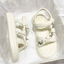 画像をギャラリービューアに読み込む, オールマッチファッションサンダルビーチシューズプラットフォームプラットフォームローマンシューズクロスベルト バタフライモチーフ プラットフォーム サンダル