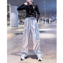画像をギャラリービューアに読み込む, 原宿 個性派 パンツメタリックカジュアルカーゴパンツ韓国 スタイル ストリート スケーター ステージ衣装 ダンス衣装