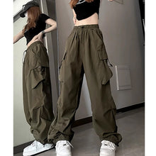 画像をギャラリービューアに読み込む, ジャズダンス用 レディース ヒップホップ カーゴパンツ アメリカンリトロ ワイドレッグ スウェットパンツ