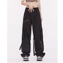 画像をギャラリービューアに読み込む, 原宿系ストリート系ダンスパンツカーゴパンツ ワイドパンツ ジップ付き