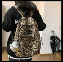 画像をギャラリービューアに読み込む, 韓国系ヒョウ柄バックパック アニマル柄 カジュアル大容量通学ヒョウ柄リュック