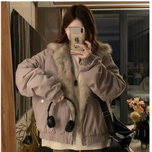 画像をギャラリービューアに読み込む, 韓国系ファッション迷彩ミリタリー刺繍ワッペン厚手防寒ファースタジャンジャケットアウター原宿系個性的