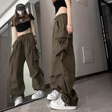 画像をギャラリービューアに読み込む, ジャズダンス用 レディース ヒップホップ カーゴパンツ アメリカンリトロ ワイドレッグ スウェットパンツ