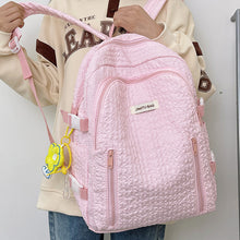 画像をギャラリービューアに読み込む, 韓国ファッションふんわりリュックカジュアル ワッフルバッグくしゅフワバックパック通勤 通学