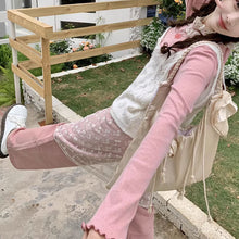 画像をギャラリービューアに読み込む, 3点セットアップキャミニットとレーススカートと长袖Tシャツかわいいセットガーリー