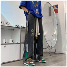 画像をギャラリービューアに読み込む, 原宿系落書き伸縮性ウエストメンズデニムパンツ
