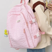画像をギャラリービューアに読み込む, 韓国ファッションふんわりリュックカジュアル ワッフルバッグくしゅフワバックパック通勤 通学