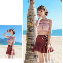 画像をギャラリービューアに読み込む, セットアップスタイルアップ 水着 タンキニ ビキニ ボリューム袖かわいいガーリー痩せて見える水着