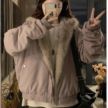 画像をギャラリービューアに読み込む, 韓国系ファッション迷彩ミリタリー刺繍ワッペン厚手防寒ファースタジャンジャケットアウター原宿系個性的