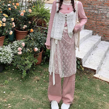 画像をギャラリービューアに読み込む, 3点セットアップキャミニットとレーススカートと长袖Tシャツかわいいセットガーリー