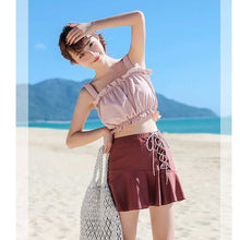 画像をギャラリービューアに読み込む, セットアップスタイルアップ 水着 タンキニ ビキニ ボリューム袖かわいいガーリー痩せて見える水着