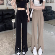 画像をギャラリービューアに読み込む, 韓国っぱフレアパンツフロントスリットカジュアルレデイーズ気質パンツ