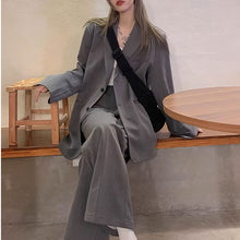 画像をギャラリービューアに読み込む, 2点セットジャケット と ワイドパンツかっこいいセット韓国っぱレデイーズカジュアルゆったり セット