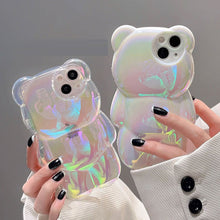 画像をギャラリービューアに読み込む, 韓国ファッションくまアニマル2カラークリア ホワイトiphoneケーススマホケースシリカゲルケース