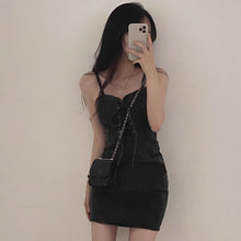 画像をギャラリービューアに読み込む, 韓国ファッションノースリーブデニム キャミソールワンピースレデイーズ