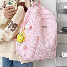 画像をギャラリービューアに読み込む, 韓国ファッションふんわりリュックカジュアル ワッフルバッグくしゅフワバックパック通勤 通学