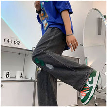 画像をギャラリービューアに読み込む, 原宿系落書き伸縮性ウエストメンズデニムパンツ
