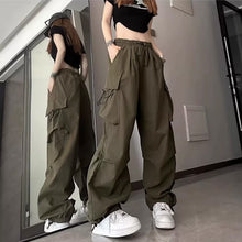 画像をギャラリービューアに読み込む, ジャズダンス用 レディース ヒップホップ カーゴパンツ アメリカンリトロ ワイドレッグ スウェットパンツ