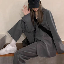 画像をギャラリービューアに読み込む, 2点セットジャケット と ワイドパンツかっこいいセット韓国っぱレデイーズカジュアルゆったり セット