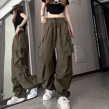 画像をギャラリービューアに読み込む, ジャズダンス用 レディース ヒップホップ カーゴパンツ アメリカンリトロ ワイドレッグ スウェットパンツ