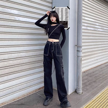 画像をギャラリービューアに読み込む, 原宿風デニムハイウエストボトムスパンツヒップホップスタイルストリート
