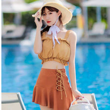 画像をギャラリービューアに読み込む, セットアップスタイルアップ 水着 タンキニ ビキニ ボリューム袖かわいいガーリー痩せて見える水着