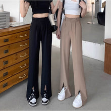 画像をギャラリービューアに読み込む, 韓国っぱフレアパンツフロントスリットカジュアルレデイーズ気質パンツ