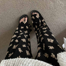 画像をギャラリービューアに読み込む, クマプリントプリーツカジュアルルーズワイドパンツ