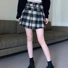 画像をギャラリービューアに読み込む, 小柄な人向けの新しいスタイルの A ライン プリーツ スカート、カレッジ スタイルのハイウエスト チェック柄ウール スカート、レトロな痩身スカート