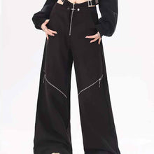 画像をギャラリービューアに読み込む, ファスナー付きパンツ女性用ストレートハイウエストカジュアルパンツコーデュロイワイドパンツ韓国insトレンド