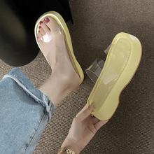 画像をギャラリービューアに読み込む, カジュアルサンダルプラットフォーム クリアストラップ サンダル 厚底春夏の女性のスリッパ