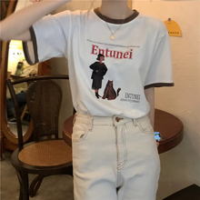 画像をギャラリービューアに読み込む, 新しいレトロプリントラウンドネックTシャツusedライクな配色デザイン半袖Tシャツ