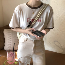 画像をギャラリービューアに読み込む, 新しいレトロプリントラウンドネックTシャツusedライクな配色デザイン半袖Tシャツ