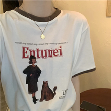 画像をギャラリービューアに読み込む, 新しいレトロプリントラウンドネックTシャツusedライクな配色デザイン半袖Tシャツ