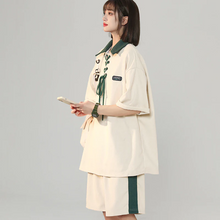 画像をギャラリービューアに読み込む, 夏ルーズ半袖ショートパンツカジュアルスポーツスーツ2ピース韓国カジュアルスーツ