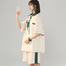 画像をギャラリービューアに読み込む, 夏ルーズ半袖ショートパンツカジュアルスポーツスーツ2ピース韓国カジュアルスーツ