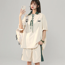 画像をギャラリービューアに読み込む, 夏ルーズ半袖ショートパンツカジュアルスポーツスーツ2ピース韓国カジュアルスーツ