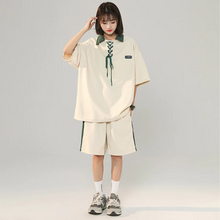 画像をギャラリービューアに読み込む, 夏ルーズ半袖ショートパンツカジュアルスポーツスーツ2ピース韓国カジュアルスーツ