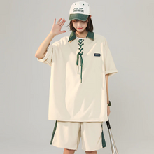 画像をギャラリービューアに読み込む, 夏ルーズ半袖ショートパンツカジュアルスポーツスーツ2ピース韓国カジュアルスーツ