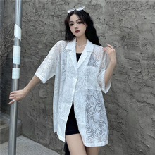 画像をギャラリービューアに読み込む, ゆったり半袖シャツジャケット 透けジャケット