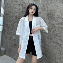 画像をギャラリービューアに読み込む, ゆったり半袖シャツジャケット 透けジャケット